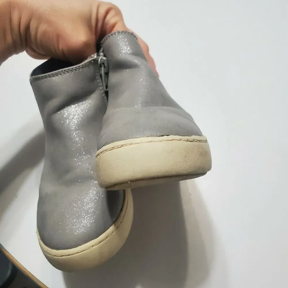 Cat Jack Shoes Girl‎ Size 10 Boot Grey Sparkly Small Platform Side Zip Round Toe